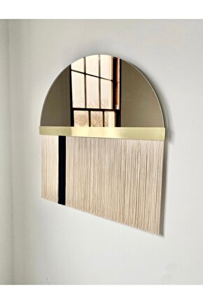 80x40 cm Yarım Ay Ayna  Bohem Ayna  Makrome Ayna