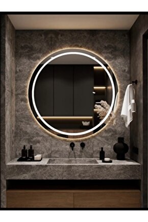 90 cm Kumlamalı Gün Işığı Ledli Yuvarlak Banyo Aynası Makyaj Aynası Trafolu