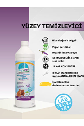 ANTİALERJEN LAVANTA ÖZLÜ KONSANTRE HİPOALERJENİK YÜZEY TEMİZLEYİCİ 1 L
