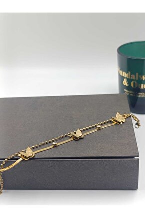 Kelebek Detaylı Çelik Bileklik