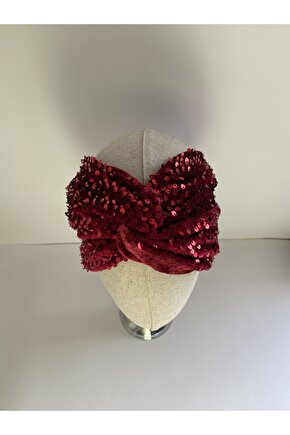 Kırmızı Pullu Payetli Bandana