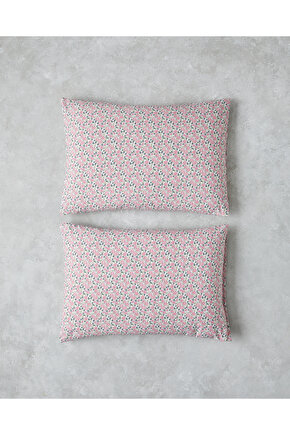 Bright Floral Kolay Ütülenir 2li Yastık Kılıfı 50x70 cm Pembe