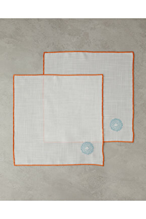 Coachella Splash Polyester 2li Misafir Peçetesi 40x40 Krem-Turuncu