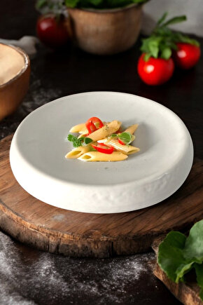 Plume Porselen 25cm Düz Servis Sunum Tabağı