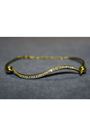 Gold Taşlı Şarnelli Bileklik
