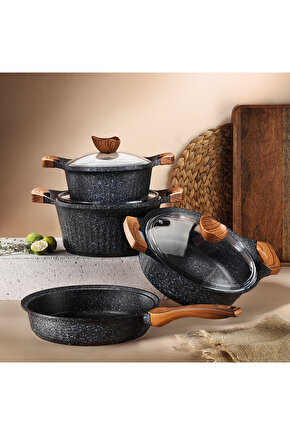 Lincoln 7 Parça Tencere Seti Mat Siyah