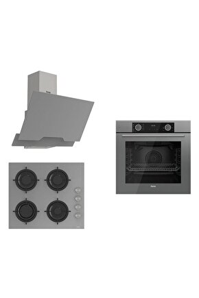 Fryart Cs Serisi Gri Ankastre Cam Set (D065 + CS208 + XE63CPR)