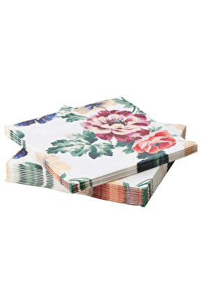 Üç Katlı 60 Adet 33x33 Cn Ticaret Çiçek Desenli Peçete