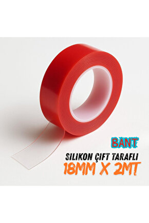 Çift Taraflı Silikon Bant Kırmızı Güçlü Yapışkanlı Su Geçirmez Bant Çerçeve Tablo Bandı 18x2m