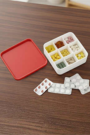 9 Bölmeli İlaç Kutusu Aparatı Çıkabilen Çok Gözlü İlaç Saklama Kutusu