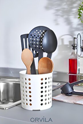 Kaşıklık - Tezgah Üstü Delikli Kaşıklık-Kepçe-Bıçak Kurutmalık Düzenleyici Organizer