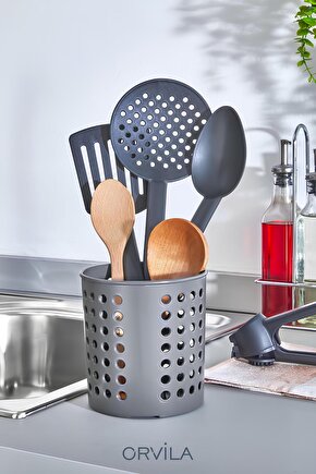 Kaşıklık - Tezgah Üstü Delikli Kaşıklık-Kepçe-Bıçak Kurutmalık Düzenleyici Organizer
