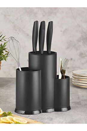 Tezgah Üstü Bıçaklık Kaşıklık Ve Kepçelik Düzenleyici Organizer - Siyah