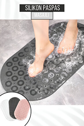 Silikon Kaydırmaz Taban Masajlı Duşakabin ve Banyo Paspası - Oval Banyo ve Küvet İçi Masajlı Paspas