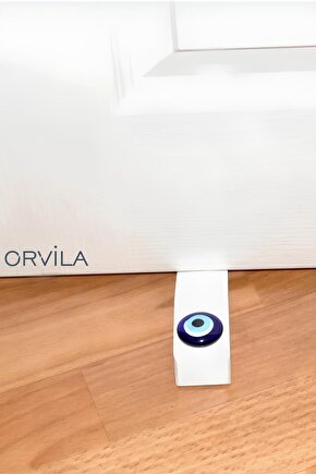 Beyaz Nazar Boncuğu Kapı Altı Durdurma Stoperi