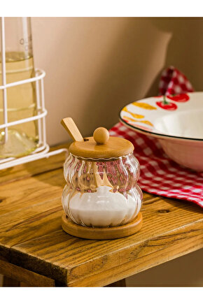 LCW HOME Renksiz Ahşap Kapaklı Cam Saklama Kabı 300 Ml