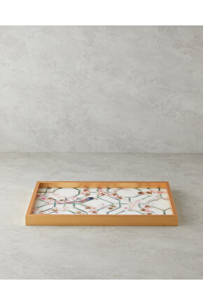 Andrea Dekoratif Tepsi 31x46 cm Krem