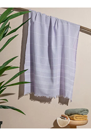 LCW HOME Lila Çizgili Saçaklı Pestamal Havlu 90x165 Cm
