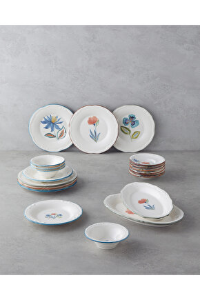 Jessica Porselen 20 Parça 6 Kişilik Kahvaltı Takımı Renkli