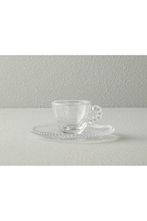 Balloon Cam 8 Parça 4 Kişilik Kahve Fincan Takımı Şeffaf