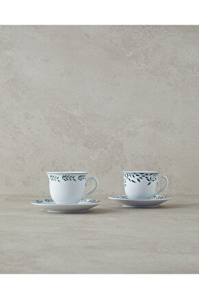 Blatt Porselen Kahve Fincan Takımı 4 Parça 2 Kişilik Yeşil