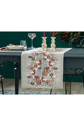 Winter Landscape Pamuk Goblen Runner 40x150 Cm Krem