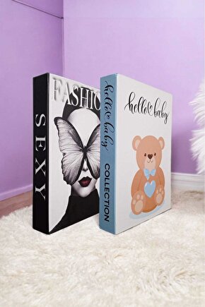 Dekoratif Kitap Görünümlü Kutu 2li Set Decorative Book Looking Box
