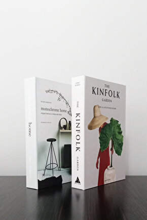 2li Dekoratif Kitap Görünümlü Kutu Monochrome Home & Kinfolk Garden Temalı