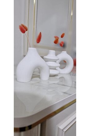 Minimal Vazo Set 3lü Bohem Biblo Minyatür Dekoratif Dayanıklı Beton Set