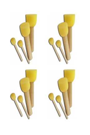 4 Lü Paket Sünger Tampon Ponpon Fırça