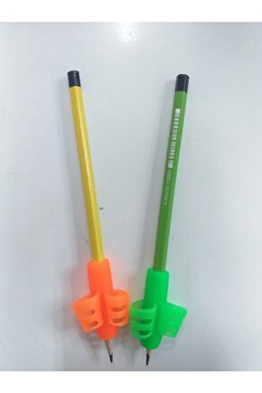 Kolay Kalem Tutma Aparatı Ve Kalem Set 2 Li Fosforlu Renkler