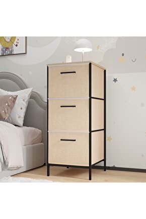 Çocuk Dolabı 3 Çekmeceli Büyük Boy Komodin Sehpa