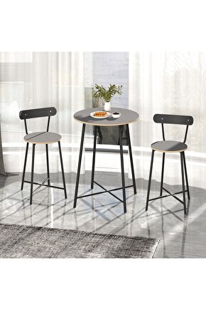 Mutfak Oval 2 Kişilik Bar Yemek Masası Füme 1517
