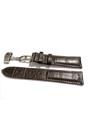 &Hertür Saate &Uygun Kelebek Toka 18 MM koyu kahve kordon (269) gumuş toka