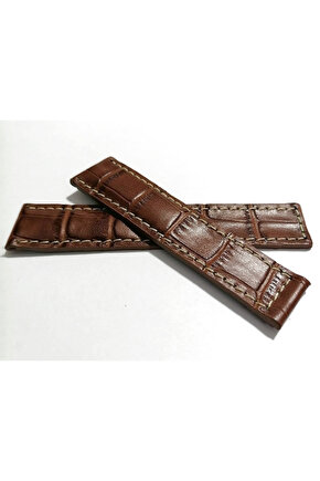 Tag-heuer Uyumlu  22-20 Beyaz Dikişli    Kahverengi   Hakiki dana derisi  (32)