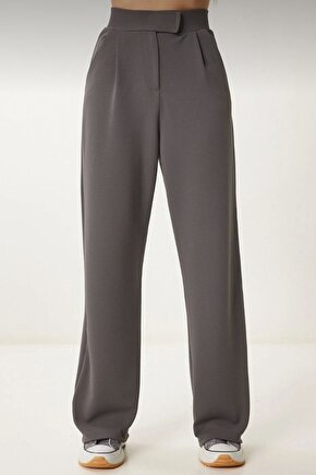 Kadın Yüksek Bel Likralı Palazzo Pantolon - Dökümlü Geniş Paça, Şık Ofis & Günlük Kombin Pantolon