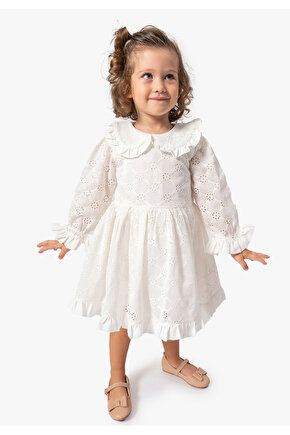Kız Bebek Elbise Kız Çocuk Elbise Doğum Günü Parti Düğün Uzun Kollu Astarlı Pamuk Elbise