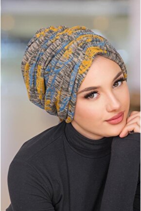 Gri Hardal Desenli Tokalı Bone