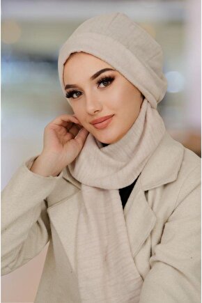 Kemik Kendinden Desenli Tesettür Bere