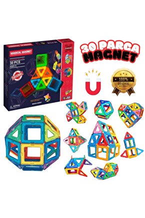 Orijinal Magical Magnet 30 Parça Manyetik Lego - Magnetic Magical Magnet - Mıknatıslı Lego - Mıknatı