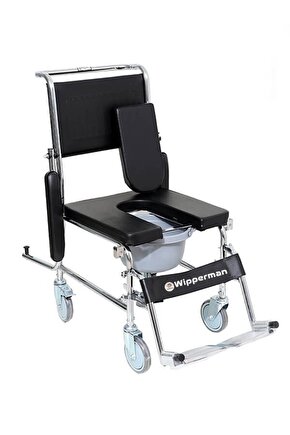 DOLGU ÖN VE ARKA TEKERLİKLİ TUVALET SANDALYESİ