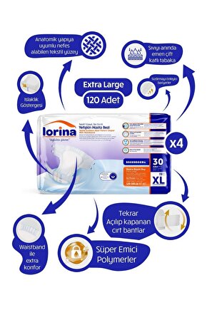 Belbantlı Bez 4x30 Adet Xl