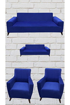 3+2+1+1 İtalyan Süet Koltuk Örtüsü (SAKS MAVİSİ RENK)