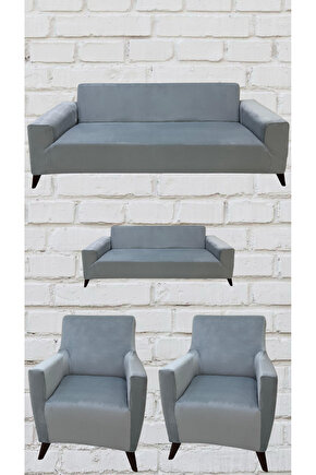 3+2+1+1 İtalyan Süet Koltuk Örtüsü (AÇIK GRİ RENK)