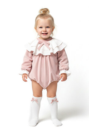 Kız Bebek Romper Kız Çocuk Romper Kadife Doğum Günü Parti Düğün Elbise Fiyonk Uzun Kol Romper