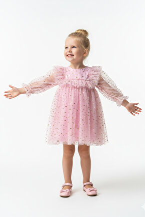 Kız Bebek Elbise Kız Çocuk Elbise Doğum Günü Parti Düğün Elbise Uzun Kollu Astarlı Elbise