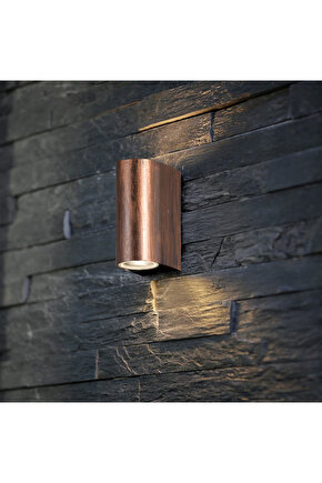 Full Reyon Plastik Bakır Kasa Çift Yönlü Duvar Apliği ( 2 Adet Gu10 Gün Işığı Ampul Hediyemizdir )
