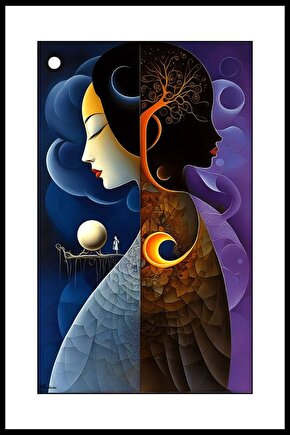 İki Yüzlü Kadın Digital Art ( ÇERÇEVESİZ - ÇERÇEVE YOKTUR ) ( ULTRA HD ) FOLYO AFİŞ - POSTER