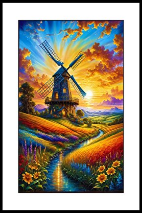 Ormanda Yeldeğirmeni Digital Art ( ÇERÇEVESİZ - ÇERÇEVE YOKTUR ) ( ULTRA HD ) FOLYO AFİŞ - POSTER