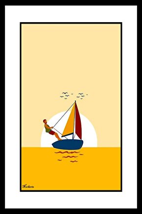 Yelkenlide Adam Digital Art ( ÇERÇEVESİZ - ÇERÇEVE YOKTUR ) ( ULTRA HD ) FOLYO AFİŞ - POSTER